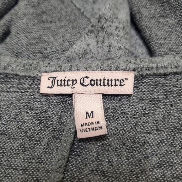 Juicy Couture Grey Open Drape Cardigan Sheer Back Panel Long Sleeve Medium - Picture 7 of 9